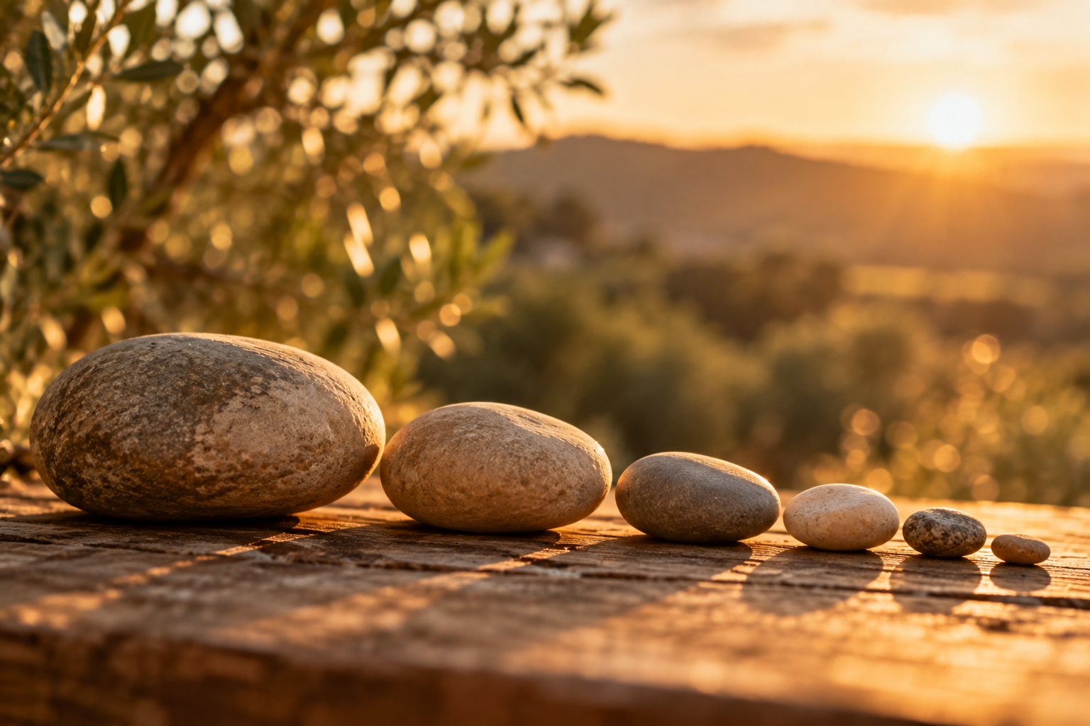Stones lined up, representing generations within the family system